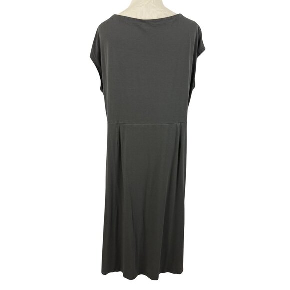 Eileen Fisher Dress Women's Extra Large Short Sleeve Midi Dress Tiered Hem Gray - Picture 3 of 11